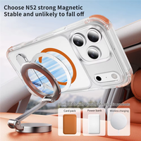 Coque de téléphone antichoc magnétique avec béquille métallique et cordon détachable, coins renforcés pour iPhone 18 17 16 ProMax, coque de protection transparente