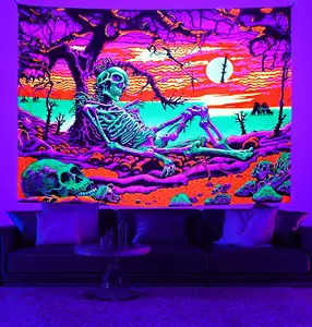 Pilz Wandhängteppich Raumdeko Ästhetische Wandteppich leuchtender Hippie psychedelischer fluoreszierender Wandteppich