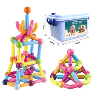 Neues Produkt Magnet-Stiel Baustein magnetische Ballrute pädagogische magnetische Spielzeuge helle weiche Farben magnetische Stäbchen und Bälle