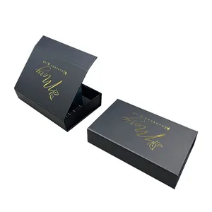 HENGXING Recyclable black folding Forest Packaging Gift Boxes Luxury beauty cosmetic Paper magnetic logo box with gold foil
