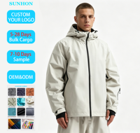OEMODM Veste de ski à capuche unisexe personnalisée, imprimée, avec fermeture éclair, respirante, coupe-vent, imperméable, en polyester/nylon rip-stop
