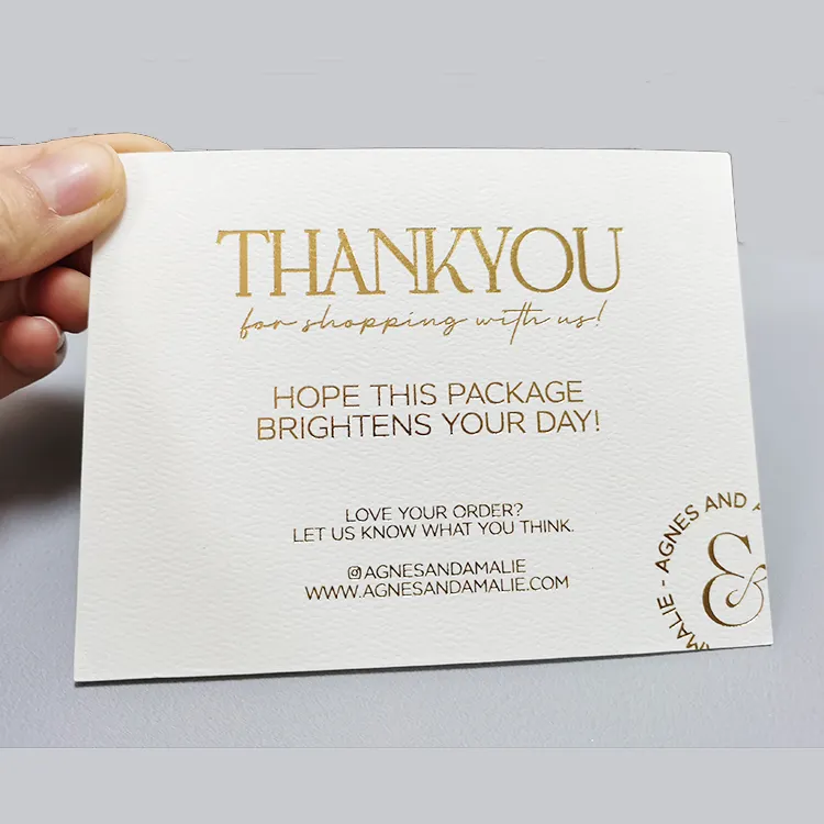 Custom Luxury 600g Texture Paper Thank You Card Gold Foil Gift Greeting Card Business Card Printing