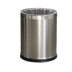 Stainless Steel Trash Can Cylindrical <b>Double</b> Layer Indoor Kitchen Home Office Hotel Commercial Use - Product Image 2