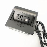 Petite prise de courant américaine de forme carrée amortissement Pop up prise électrique rétractable de table 1AC prise 2USB charge