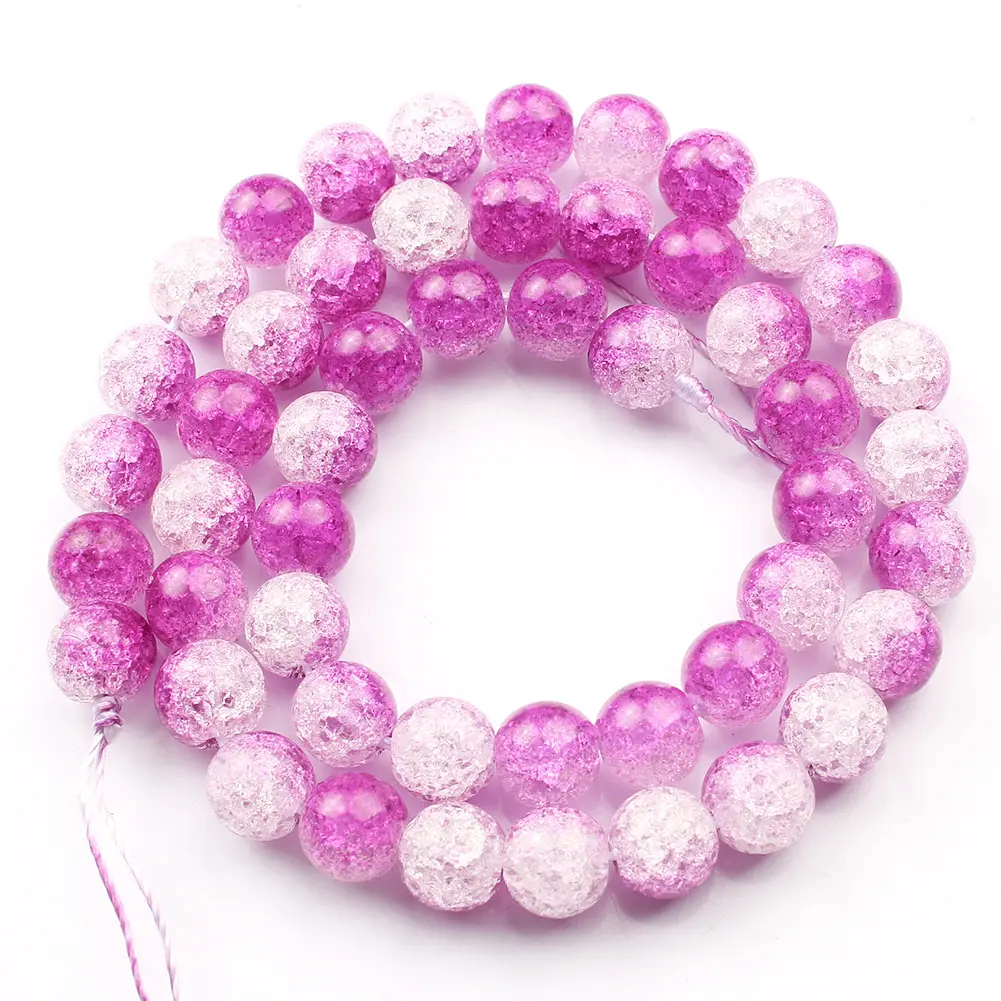 6mm 8mm 10mm mehrfarbige Klarglas Kristall perlen Schmuck Zubehör Crack Glas Runde lose Perlen für DIY Armbänder Halskette