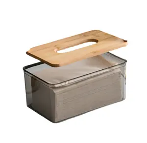  Caja de pañuelos rectangular de bambú de madera, caja de papel,  caja de papel para el hogar, sala de estar, caja de pañuelos nórdicos  creativos, bandeja de servilletas para el hogar