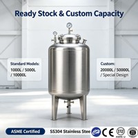 Réservoir de stockage d'huile industriel en acier inoxydable 304 avec pompe, certifié ASME CE, haute capacité 100L-10000L