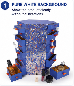 Caja de Calendario de Adviento Personalizada en Forma de Torre Hexagonal Azul con Cajones, Embalaje de Cartón Rígido para Regalos de Lujo - Product Image 2