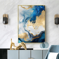 Cadre nordique moderne or bleu marbre mur Art affiches toile peinture imprime photos abstrait décor à la maison