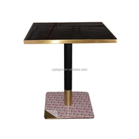 Table de restaurant en métal avec plateau en pierre carré personnalisé à vendre