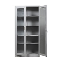 Armoire de classement moderne en acier avec porte battante en verre, robuste, pour le rangement professionnel