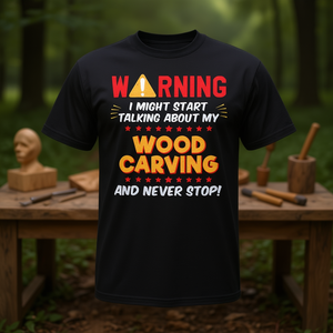 T-shirt promotionnel avec motif de blague en bois sculpté - Product Image 3