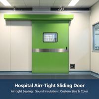 Porte coulissante double à fermeture hermétique en acier électrique pour usage intérieur : hôpital, laboratoire, salle blanche, cuisine, hôtel, école, villa