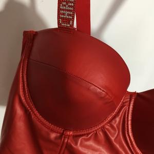 Kadın yeni iç çamaşırı parlak taklidi kayış PU deri tüp üst sutyen + üçgen külot - Product Image 3