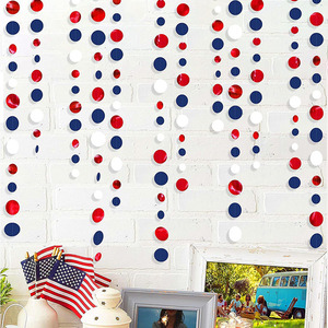 <span class=keywords><strong>4</strong></span> metri di stelle filanti rosse bianche blu <span class=keywords><strong>4</strong></span> ° di decorazioni July ghirlanda di carta festa patriottiche a cerchio rotondo stelle filanti - Product Image 4