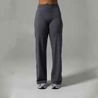 Leggings de sport taille mi-haute pour femme avec logo personnalisé, effet froncé fessier dissimulé, sans couture avant, coupe large, pour le yoga et le fitness