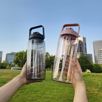 Lot de 100 bouteilles d'eau écologiques de 64oz sans BPA avec paille, logo personnalisé, marqueur de temps pour fitness, salle de sport, voyage, verres sans BPA