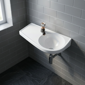 2023 Modern Design White Hanging Wall Hung Bathroom Sink CE Certified Sanitary Ceramic Face Hand Wash Art Basin Made of Stone - Product Image 3