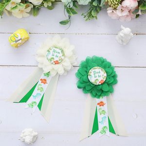 Kit de ceinture de maternité et de déguisement pour baby shower Thème <span class=keywords><strong>Dinosaure</strong></span> Vert 'Hatching Soon' avec ceinture de ventre et épingles de corsage pour future maman et future <span class=keywords><strong>papa</strong></span> - Product Image 2
