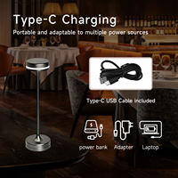 Lampe de bureau LED en métal moderne à pieds hauts Chambre à coucher Chevet Veilleuse rechargeable USB Lampe d'ambiance créative