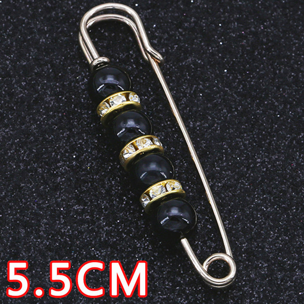 YJ004 Four Black Faux Pearl Golden Brooch (5.5 cm)