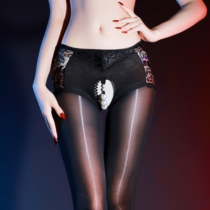 Sexy Glossy One Piece Stockings With Pearl Crotch Plus Size Women Pantyhose Sheer Nylon Tights For Nightclub Wear - Product Image 1