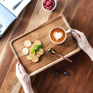 Acacia Wood Rectangular <b>Tray</b> Solid Color For Coffee <b>Tea</b> Serving Home Kitchen Use - Product Image 1