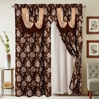 Rideau Jacquard Double Couche Valance Prêt à Poser à Passe-Tringle, Belle Maison, en Gros, en Promotion pour Chambre et Salon