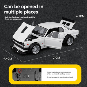 Coche de Metal Fundido a Presión 1:22 1TH <span class=keywords><strong>GTR</strong></span> V8 con Sonido y Luz, Puertas Abatibles, Decoración Coleccionable - Product Image 2