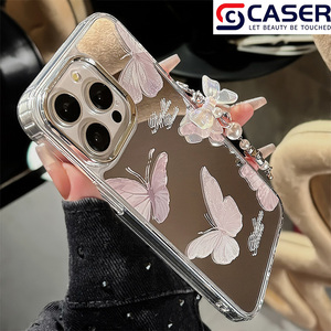 Ins stile <span class=keywords><strong>rosa</strong></span> farfalla braccialetto di cristallo creativo PC custodia per <span class=keywords><strong>iPhone</strong></span> 16 15 14 <span class=keywords><strong>13</strong></span> 12 - Product Image 2
