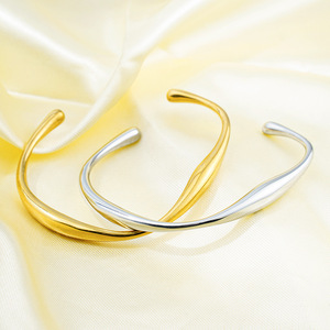 Brazalete de acero inoxidable chapado en oro de 18 quilates con diseño Irregular abierto Brazalete estilo gota de agua de nueva moda para pulsera para mujer - Product Image 2