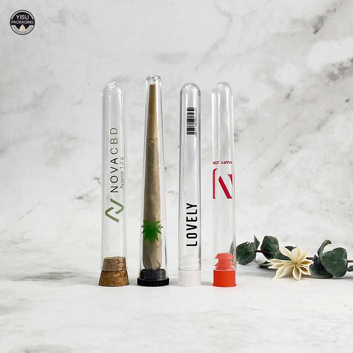 Custom plastic test tube with plastic lid or cork stopper for packaging