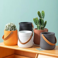 Pot de fleurs rond en céramique créatif, pour balcon, jardin, hôtel, maison, décoration, pot portable, solide et durable, pot de fleurs simple