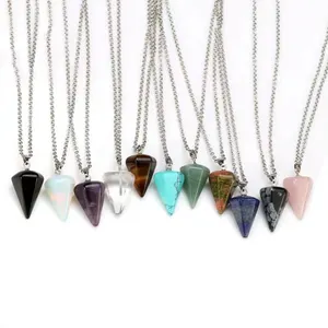 Wholesale Reiki Seven Chakra Bullet Pendulum Healing Quartz Faceted Crystal Stone Pendulum For Meditation