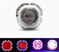 Phares de moto LED carrés TCYATO à effet Roue de Feu, avec yeux d'ange et de démon, et doubles yeux d'ange ronds LED pour moto