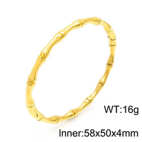 Bracelet jonc fin plaqué or 18 carats avec chaîne à maillons de 0,1 m, nœud bambou, en acier inoxydable, réglable, étanche, minimaliste