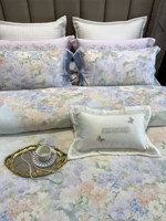 Parure de lit double 4 pièces de haute qualité en coton à fibres longues Aineng, imprimé floral, anti-acariens, style européen/américain