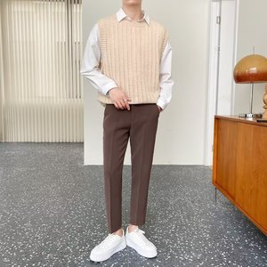 Gilets <span class=keywords><strong>sans</strong></span> manches pour hommes automne 2026 – Gilets tricotés amples à col rond - Product Image 4