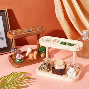 Étagère de rangement en bois massif, étagère double en bois Étagère pour poupées Lego, Étagère de rangement pour cosmétiques et parfums Étagère de présentation pour desserts - Product Image 2