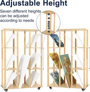 Étagère de rangement en bois <span class=keywords><strong>extra</strong></span>-large réglable avec roulettes pour panneaux de toile, impressions et galeries - Product Image 3