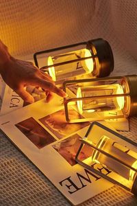 Có thể sạc lại không dây <span class=keywords><strong>LED</strong></span> Đèn kim loại cầm tay đèn bàn cho bàn nhà hàng cà phê cắm trại ánh sáng trong nhà ngoài trời - Product Image 2