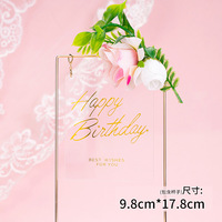 Hochwertige Eisen kuchen deckel dekoration Acryl runder quadratischer Kuchen deckel mit Blume für alles Gute zum Geburtstag cae Topper dekoration