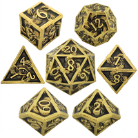 Dés polyédriques Feeron personnalisés en alliage de zinc bleu gravé, écologiques, motif écaille de dragon, 7 pièces, pour jeux de rôle D&D, fantastiques, science-fiction, modernes