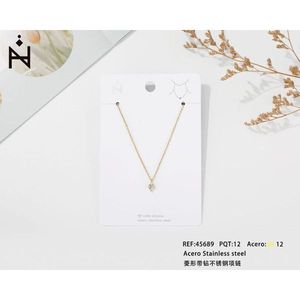 Collana in acciaio inossidabile a forma di diamante con ciondolo in cristallo per gioielli da donna alla moda - Product Image 2