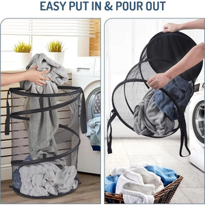 Wholesale Large Mesh Frame <b>Bucket</b> <b>Folding</b> Dirty Laundry Sorting Basket Organizer Storage for Yarn Home Clothing - Product Image 3
