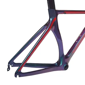 Kunden spezifischer glänzender Fahrrad rahmen aus Kohle faser Ultraleichte Fahrrad rahmen Fahrrad teile für Rennräder