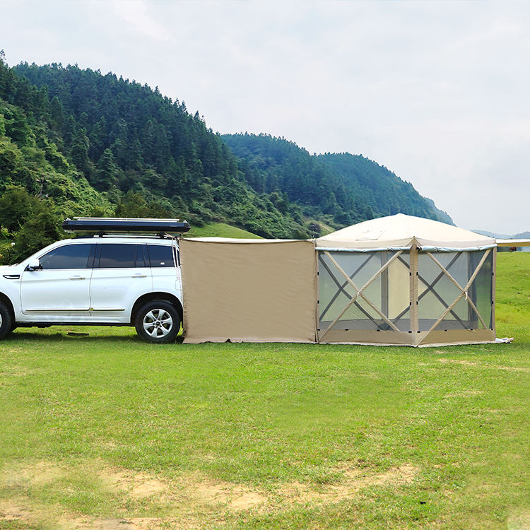 Tente hexagonale + tente arrière de voiture