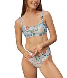 חדש אופנה סגנון פרחוני מודפס סקסי 4 שכבה Leakproof תחתוני Teen תקופת וסת בגדי ים ביקיני