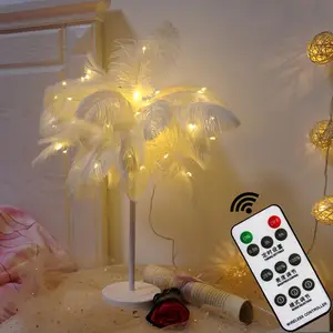 Interior Design Nordic Bedside Decorative Remote Control Power Supply Feather Table Lamp