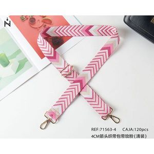 Cinghia per Borsa in Tessuto Rosa Fiore di Rosa 4Cm con Freccia - Product Image 3